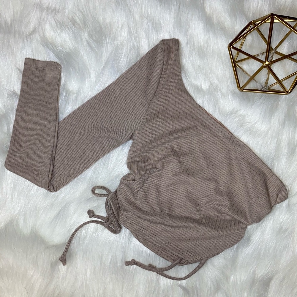 Taupe One Sleeve Crop Top